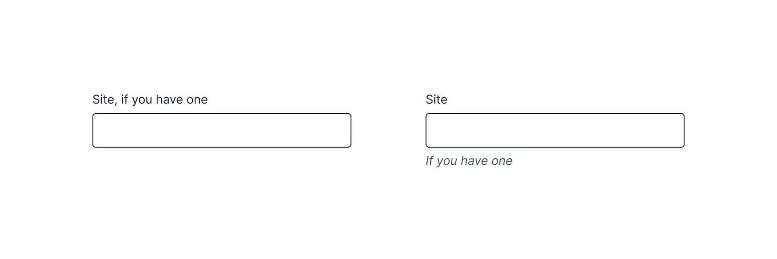 Providing hint below the input