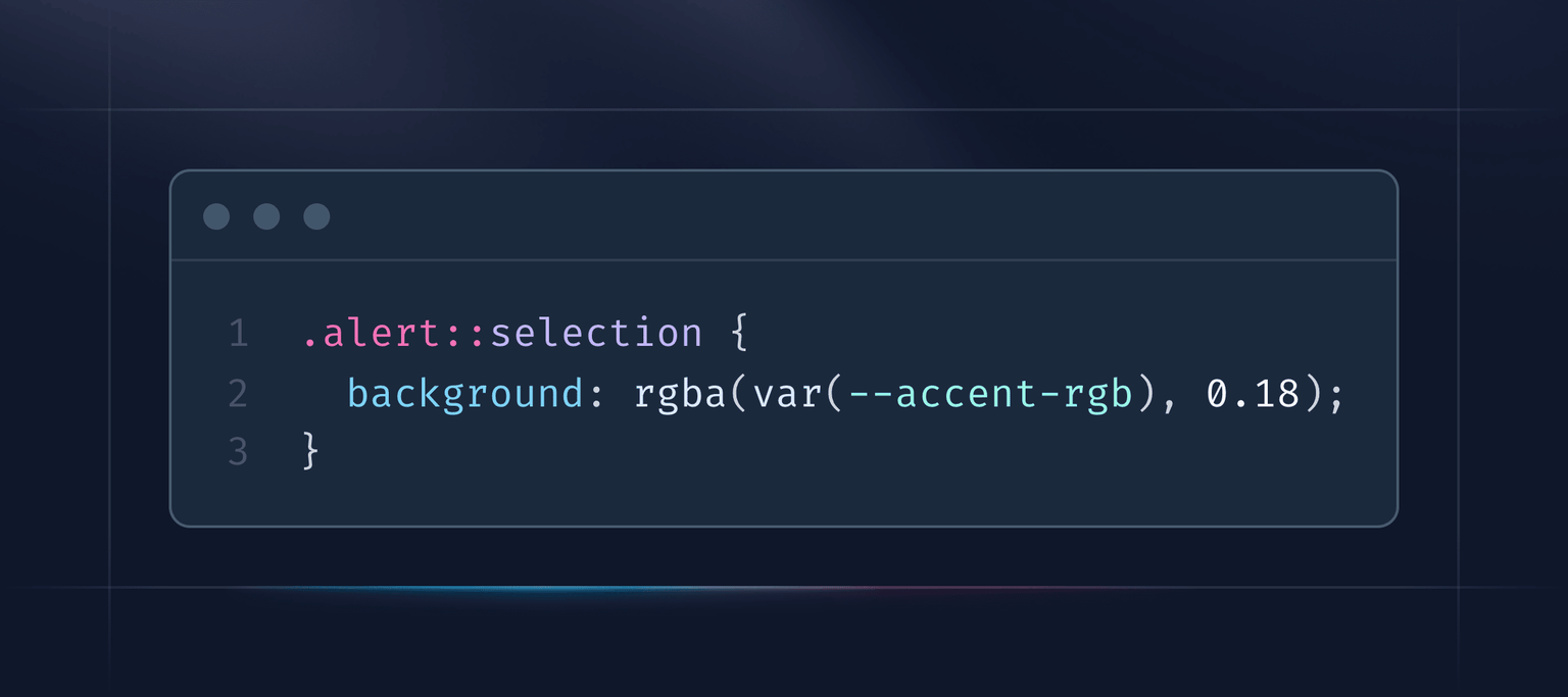 Code example with ::selection