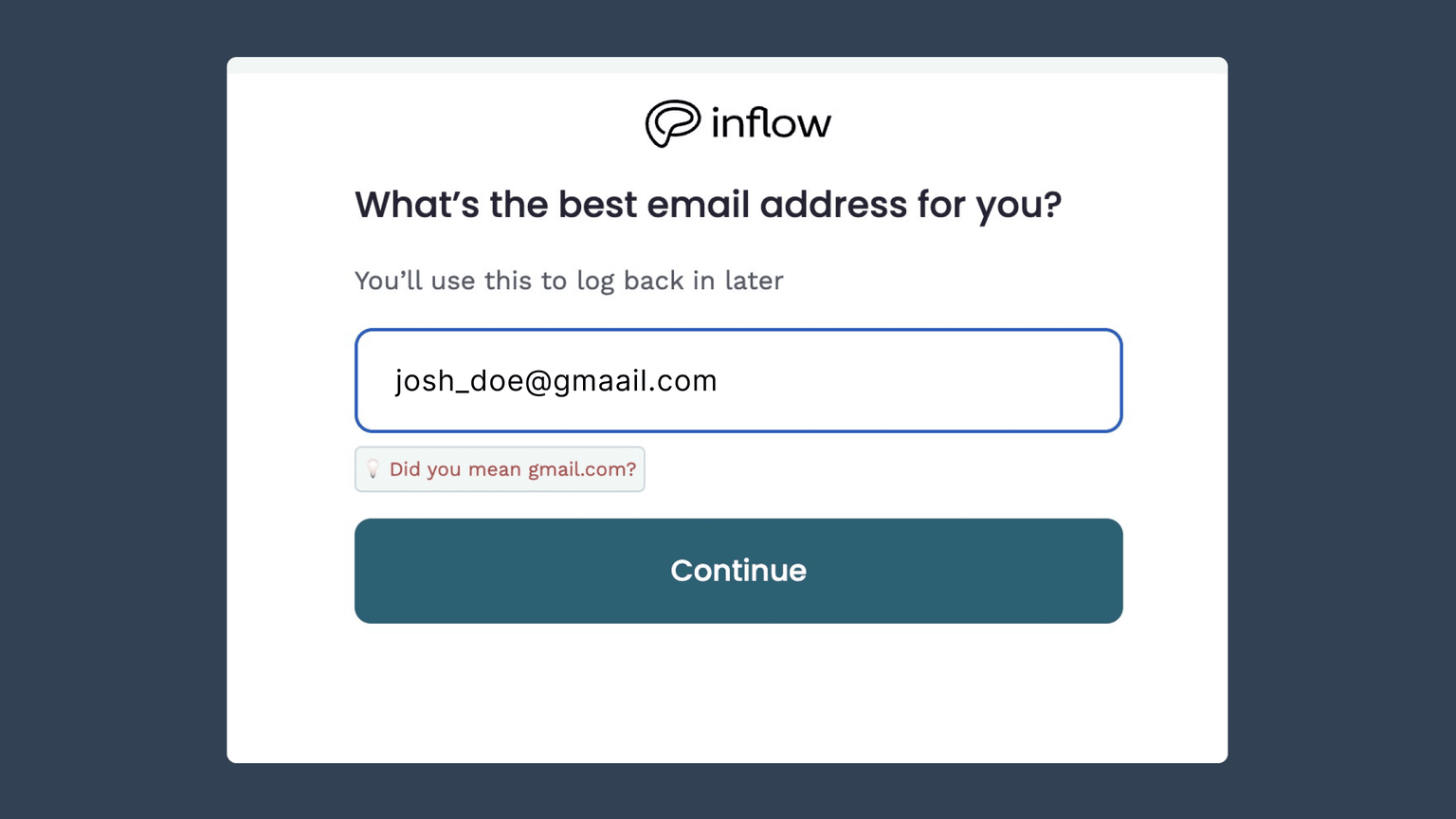 Email typo verification suggestion