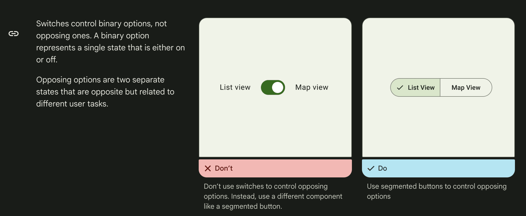 Segmented controls guidance