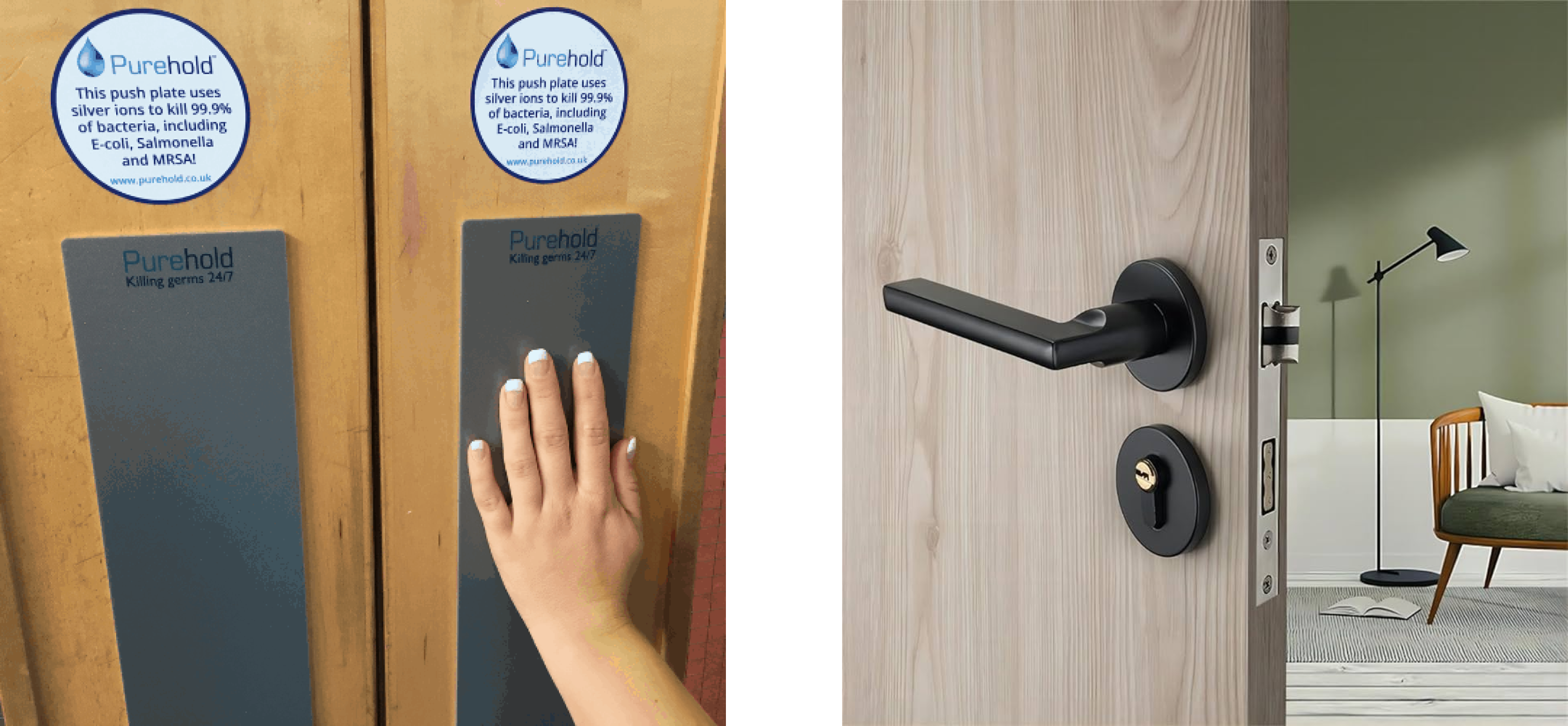 Two different types of door handles, showing the different affordances